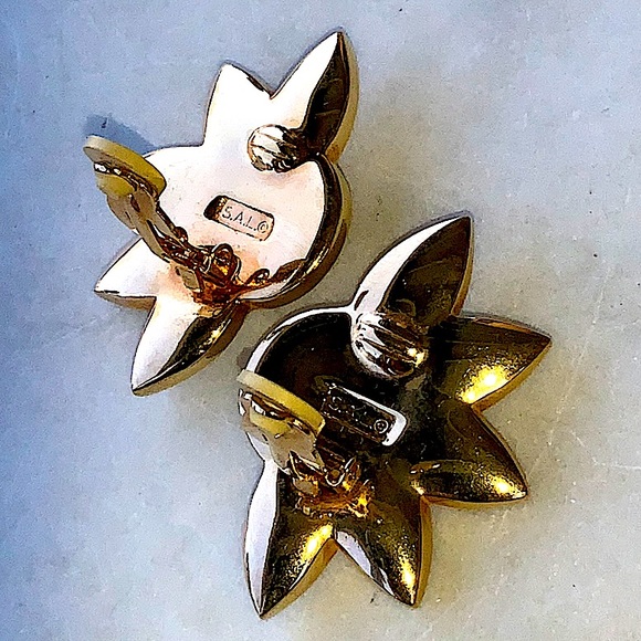 S A L SWAROVSKI EARRINGS CRYSTAL GOLD CLIP ON VINTAGE 1990’s - Picture 10 of 10